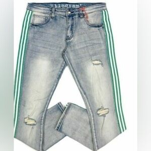 Sz 34 kilogram blue denim stripe jeans